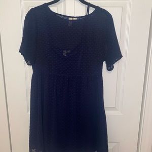 Navy blue mesh dress with slip